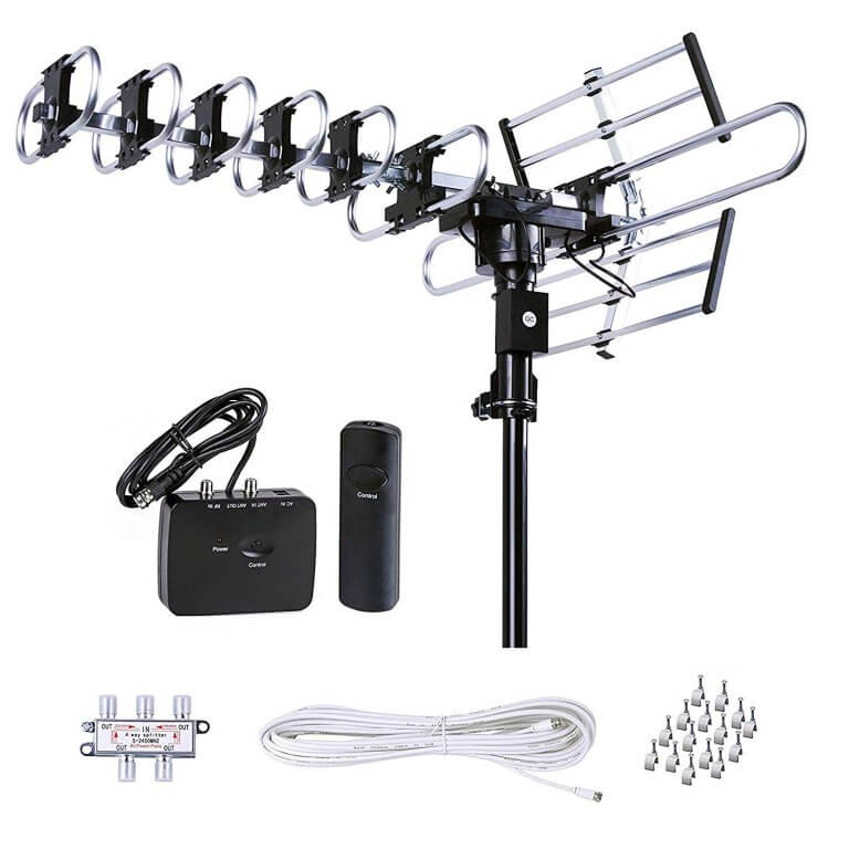 Five Star FSA-1806 200 Mile Outdoor 4K HDTV Motorized Rotation Antenna Plus Installation Kit