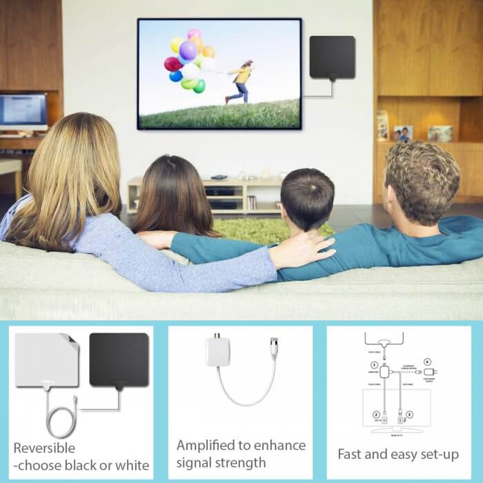 FIVE STAR Indoor HDTV Antenna 100 Miles Ultra Thin Design - FSA 2808 New Design Indoor Super Thin Antenna - Image 4