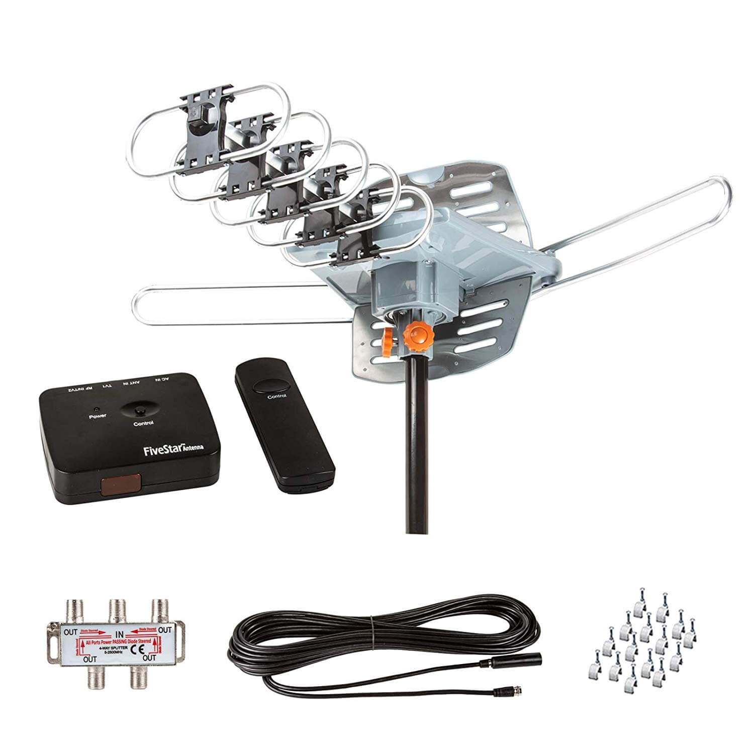 Five Star FSA-5809 150 Mile Outdoor 4K HDTV 360 Degree Motor Control  Rotation Antenna 2019 Plus Installation Kit