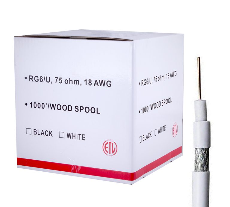 Five Star Cable RG6 Shielded 1000 ft Coaxial Cable TV Antenna Audio/Video, Radio Frequency, and CATV/MATV Transmission White - Image 2