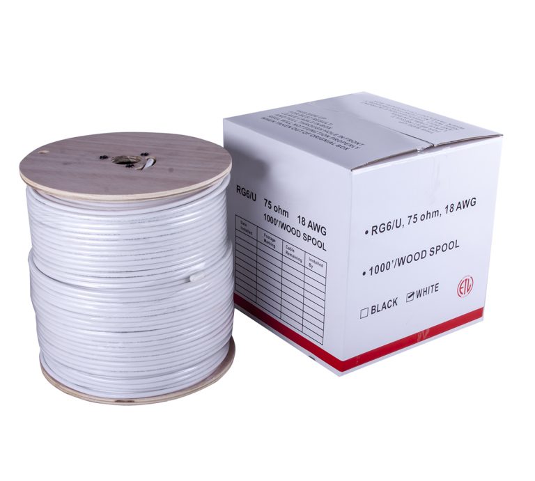 Five Star Cable RG6 Shielded 1000 ft Coaxial Cable TV Antenna Audio/Video, Radio Frequency, and CATV/MATV Transmission White