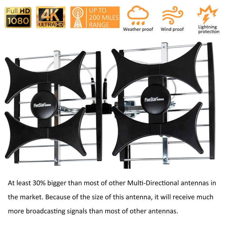 Five Star FSA-5828 Multi-Directional 200 Miles Outdoor Indoor Strong Reception 4K HDTV Antenna UHF VHF 1080P FM Radio - Image 10