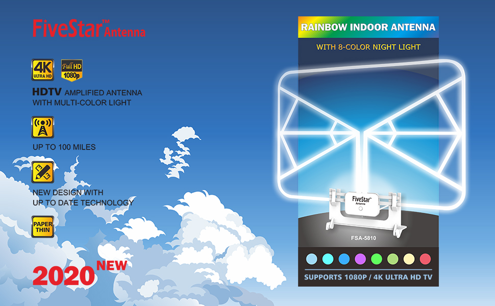 Five Star Amplified HD Digital TV Indoor Antenna